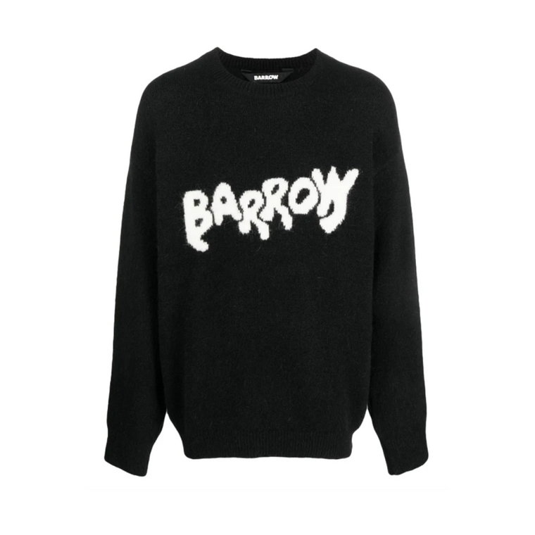 Czarny Unisex Sweter z Nadrukiem Logo Barrow