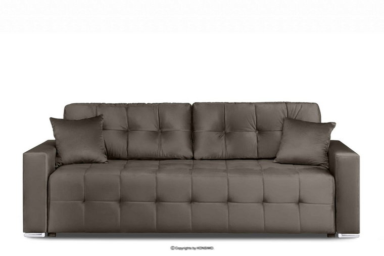 Sofa 3 osobowa rozkładana glamour pikowana beżowa BASIM Konsimo