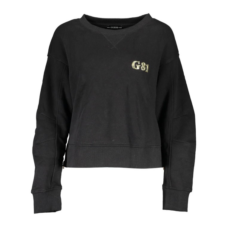 Czarny sweter z bawełny z logo Guess