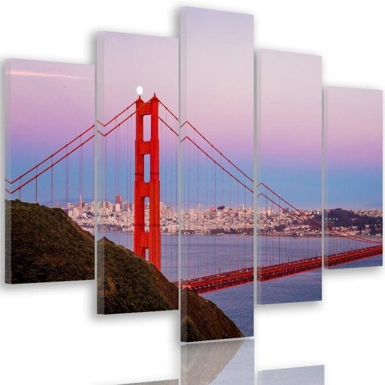 Emaga Obraz pięcioczęściowy na płótnie, Most Golden Gate 3 - 150x100