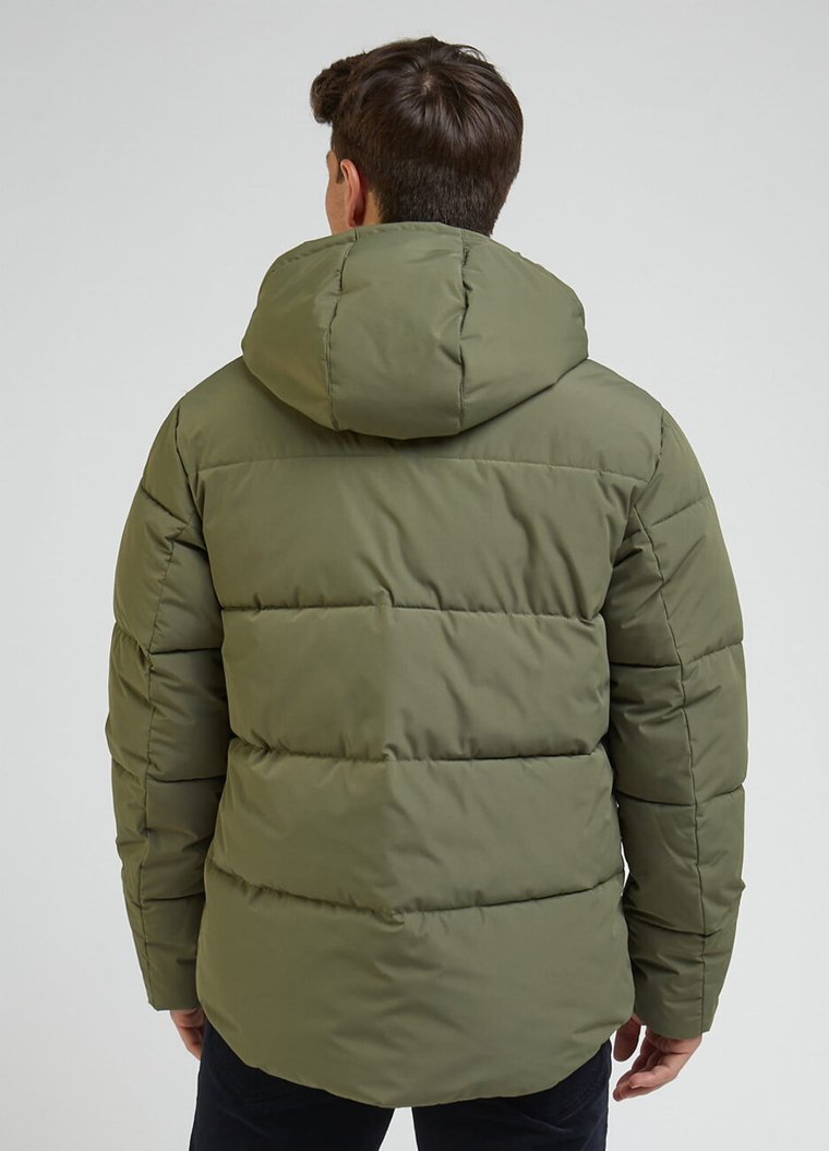 LEE PUFFER JACKET MĘSKA KURTKA ZIMOWA Z KAPTUREM CIEPŁA OLIVE GROVE L87NNYA61