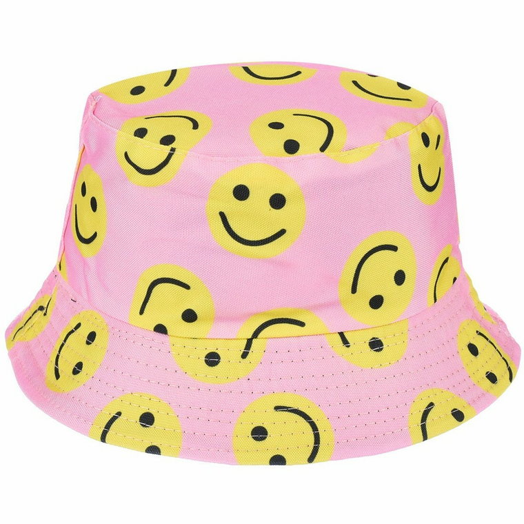 Różowy smile dwustronny kapelusz dziecięcy bucket hat KAP-MD