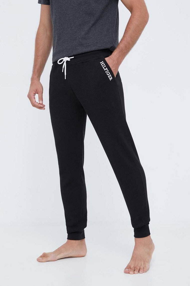 Tommy Hilfiger spodnie piżamowe bawełniane kolor czarny gładka