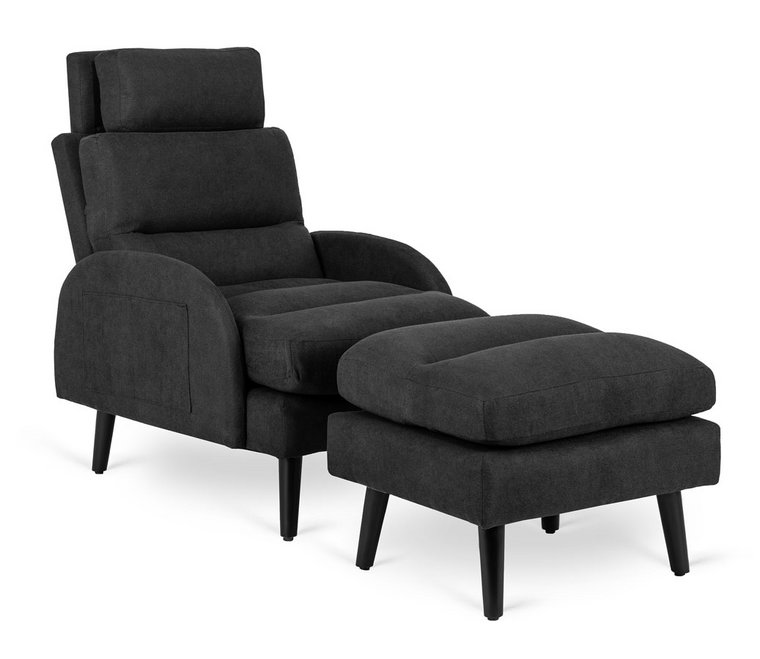 Czarny fotel z wolnostojącym podnóżkiem - Uvex