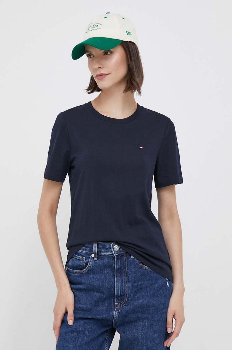 Tommy Hilfiger t-shirt bawełniany kolor granatowy