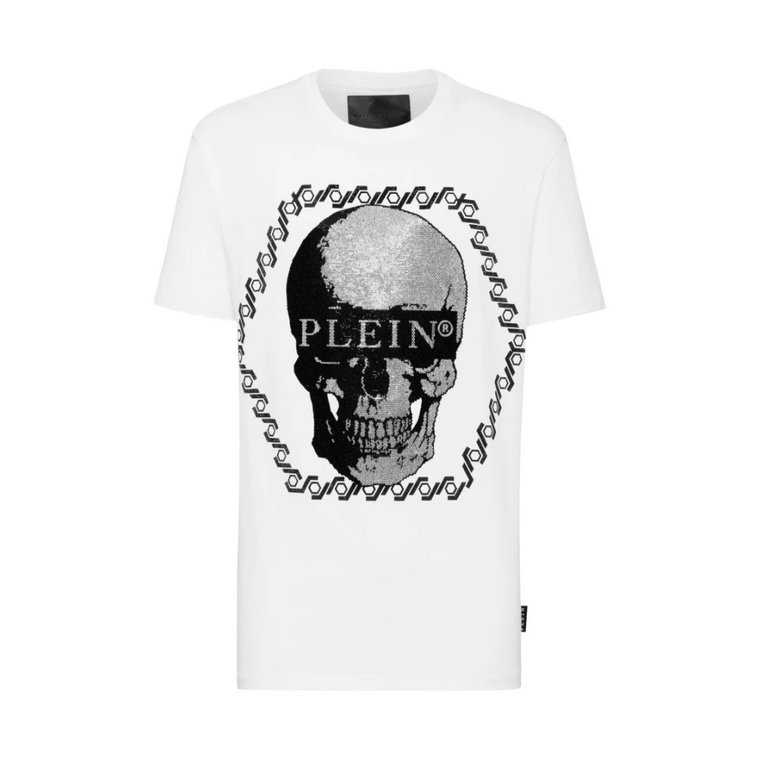 Czarna koszulka z kryształowym czaszką Philipp Plein