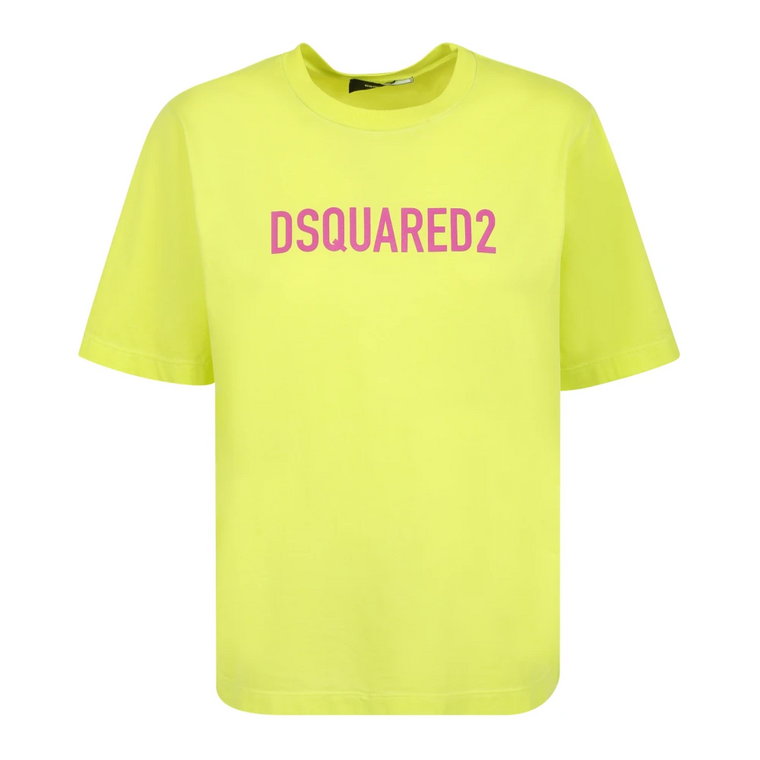 Żółta Casualowa Koszulka z Nadrukiem Dsquared2