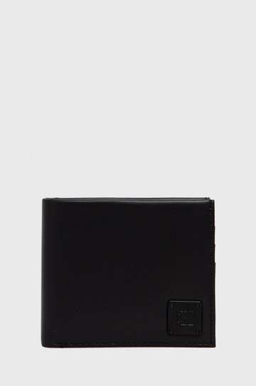 Calvin Klein Jeans portfel skórzany + brelok damski kolor czarny