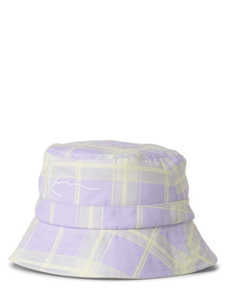 Karl Kani - Damski bucket hat z dwustronnym wzorem, beżowy|lila