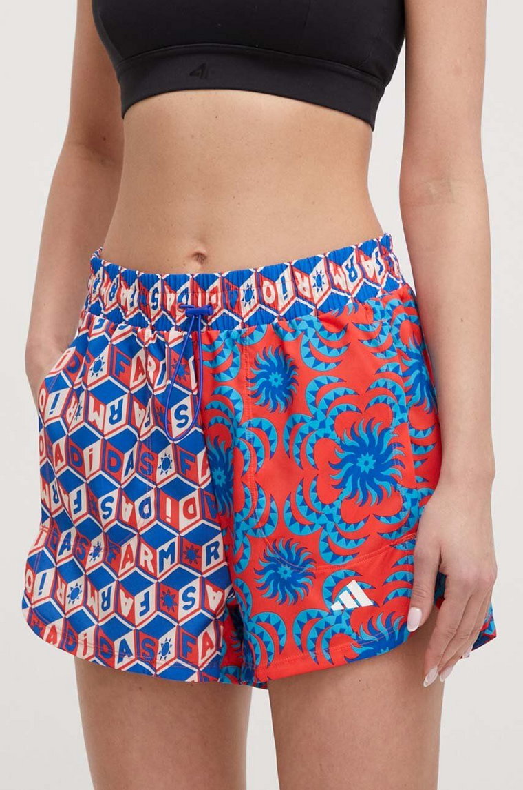 adidas Performance szorty treningowe Farm kolor czerwony wzorzyste high waist IN3748