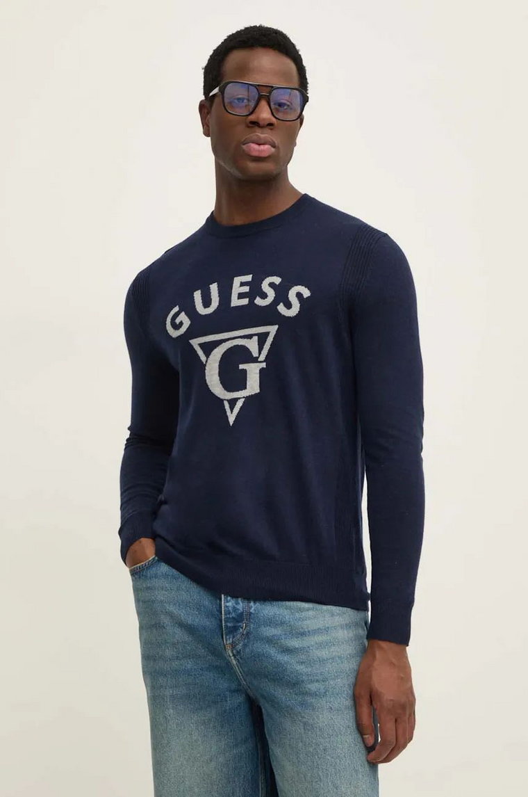 Guess sweter EDGAR męski kolor granatowy lekki M4BR06.Z3H82