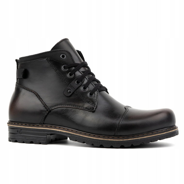 Trzewiki zimowe męskie buty na zimę ze skóry naturalnej C15S czarne 42