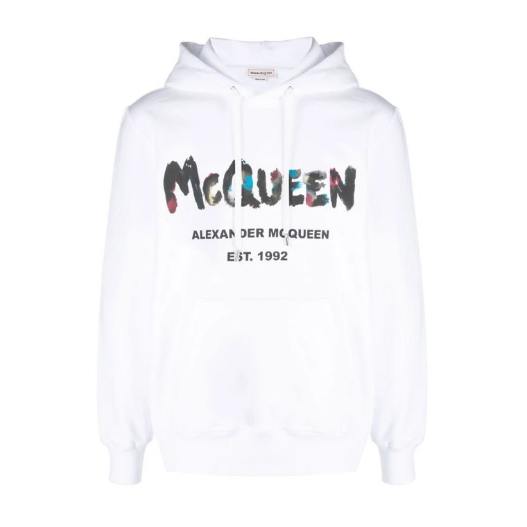 Bawełniana bluza z nadrukiem graffiti dla mężczyzn Alexander McQueen