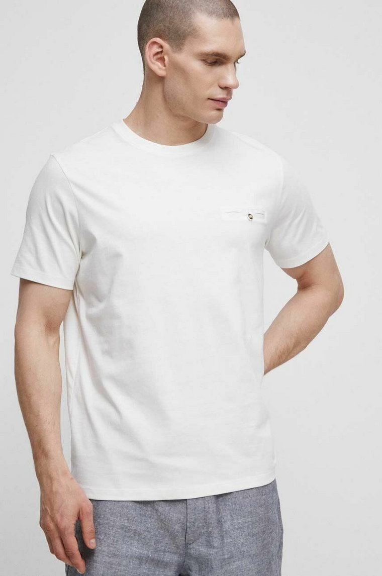 Medicine t-shirt bawełniany męskie kolor beżowy gładki