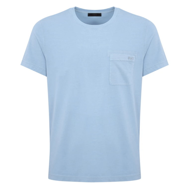 Niebieski T-shirt z kieszenią Fay