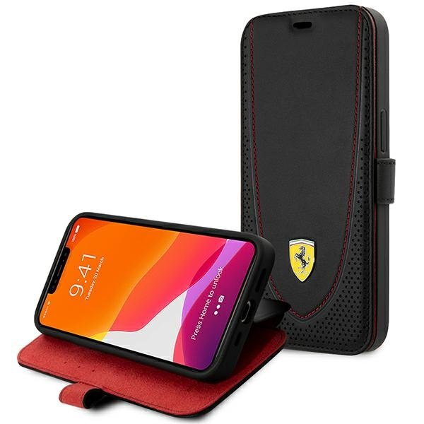 Ferrari FEFLBKP13LRGOK iPhone 13 Pro 6.1" czarny/black book Leather Curved Line