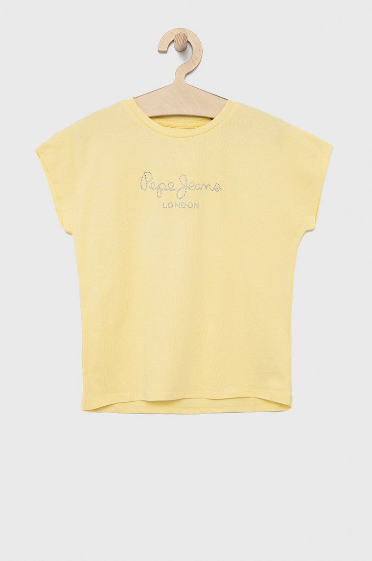 Pepe Jeans t-shirt bawełniany dziecięcy kolor żółty