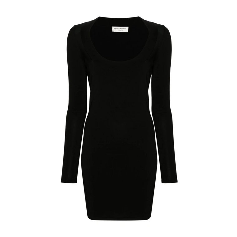 Czarna Rozciągliwa Sukienka Saint Laurent