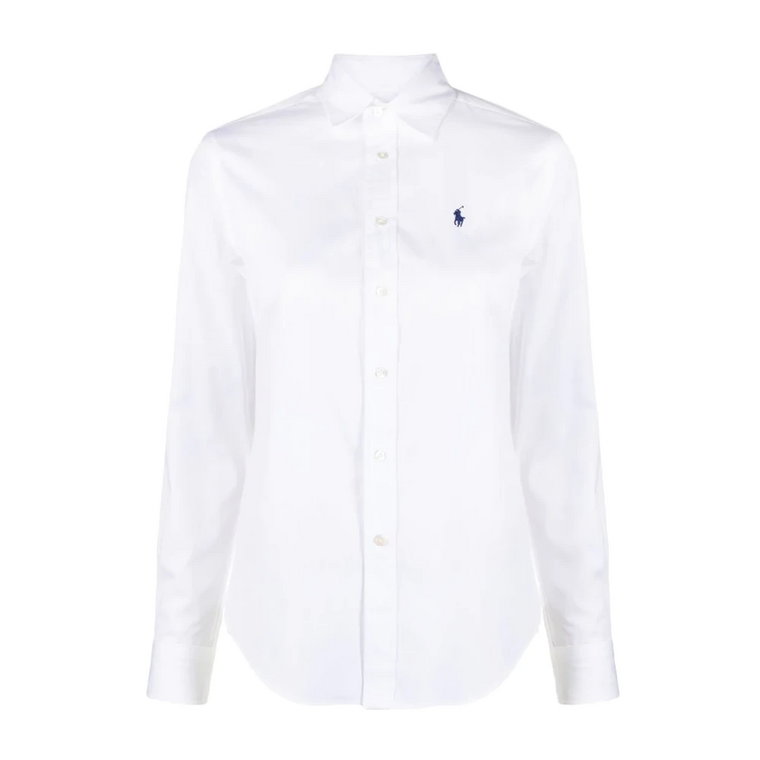 Biała Bawełniana Koszula Damska z Klasycznym Kołnierzem Polo Ralph Lauren