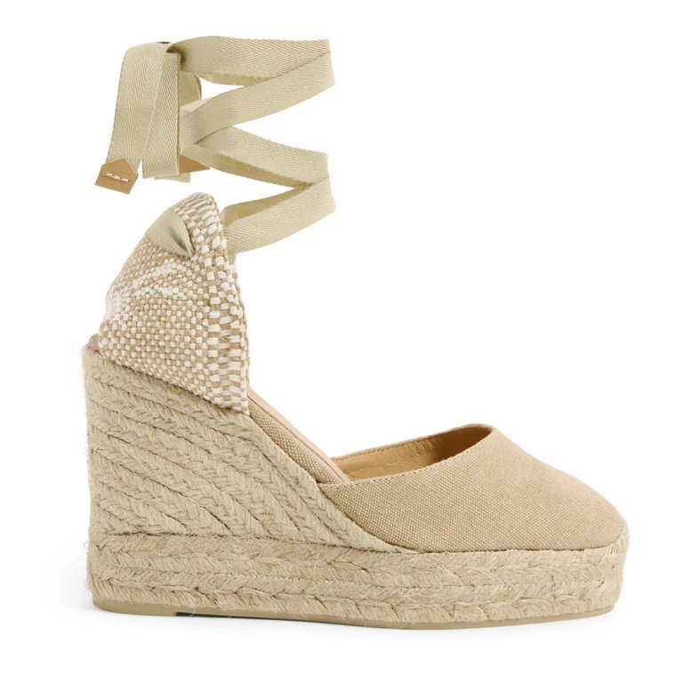 Carina - espadryle z bawełny z wykończeniem w stylu washed, z wiązaniem, podwójną platformą i koturnem o wysokości 9 cm. Castañer