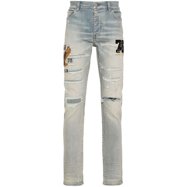 Zniszczone Skinny Jeans z Logo Appliqué Amiri