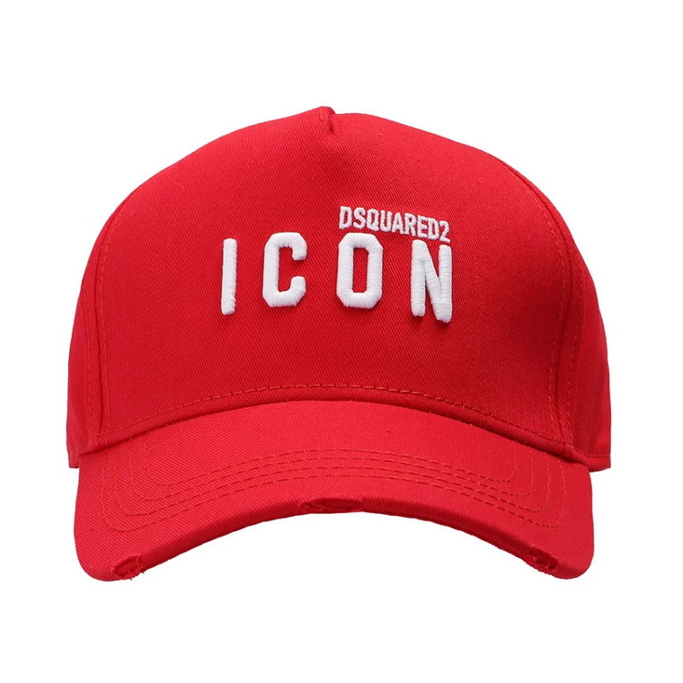 Branded Baseball Cap - Czerwony Bawełniany z Białym Logo Dsquared2