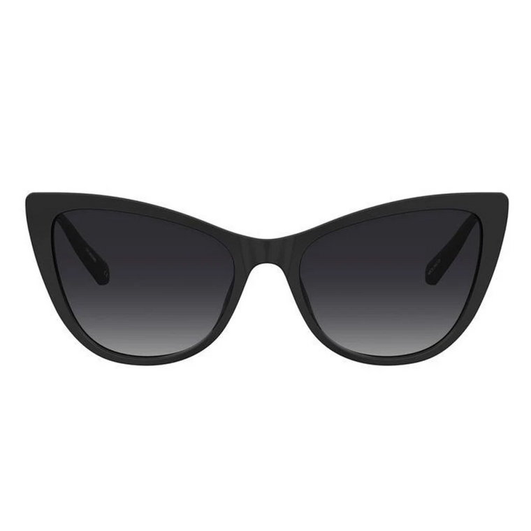 Kolekcja Metalowych Okularów Przeciwsłonecznych z Czarną Oprawką z Acetatowymi Ramionami Love Moschino