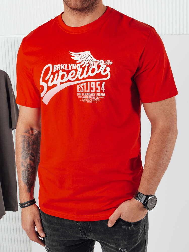 Koszulka męska z nadrukiem pomarańczowa Dstreet RX5367