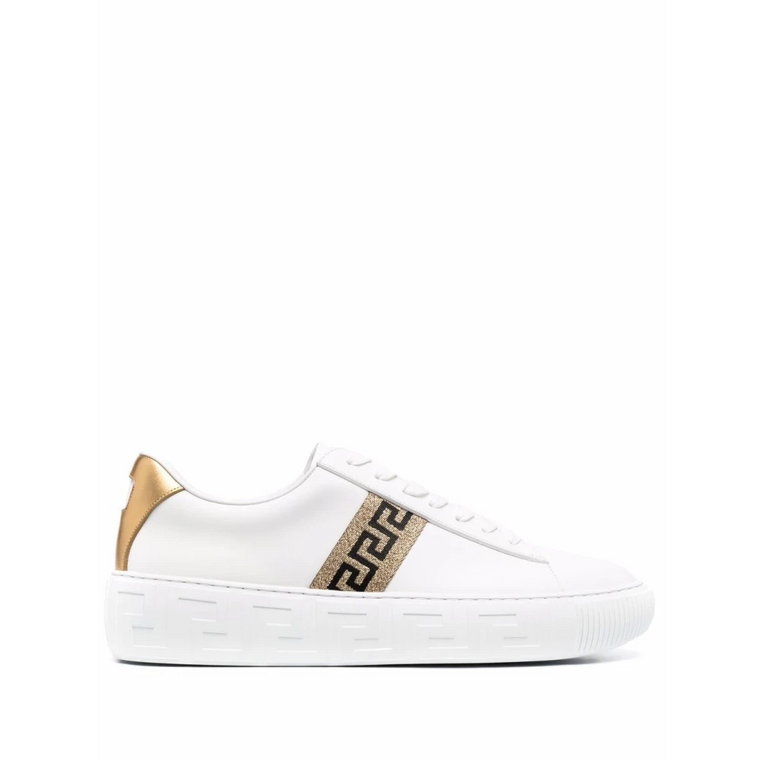 Białe Greca-Print Flatform Sneakers Versace