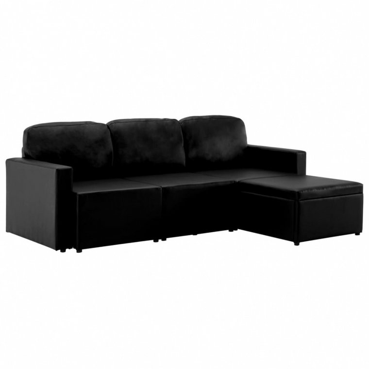 3-osobowa, rozkładana sofa modułowa, czarna, sztuczna skóra kod: V-288793