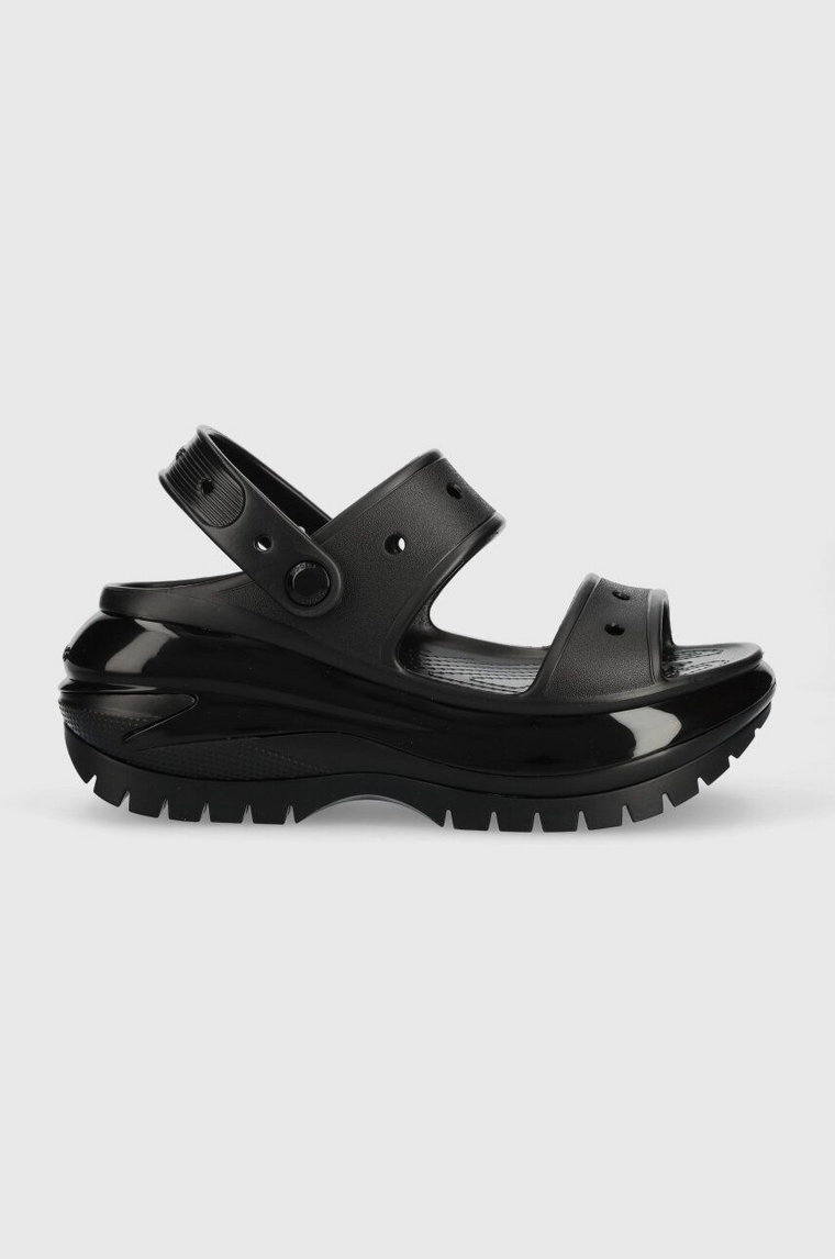 Crocs klapki Classic Mega Crush Sandal damskie kolor czarny na platformie 207989