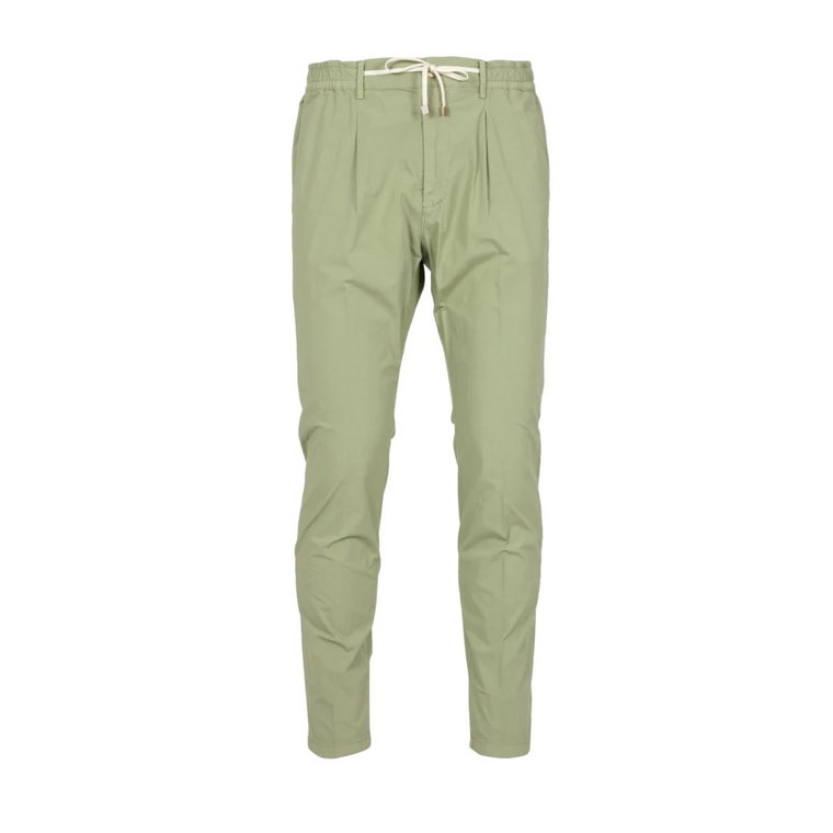 Zielone bawełniane spodnie z elastycznym pasem Cruna