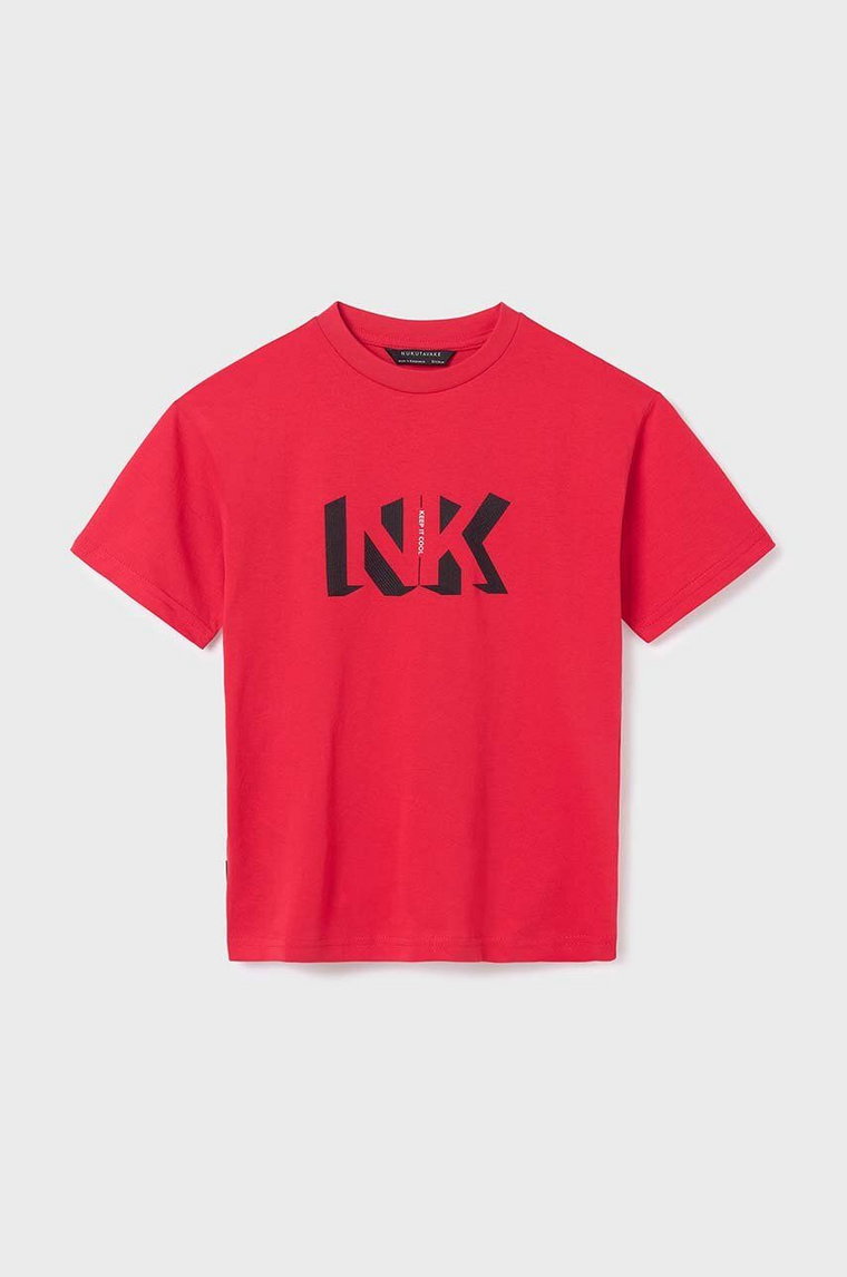 Mayoral t-shirt bawełniany dziecięcy kolor czerwony z nadrukiem