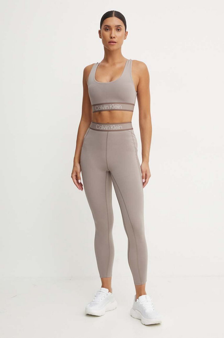 Calvin Klein Performance legginsy treningowe kolor beżowy gładkie 00GWF4L608