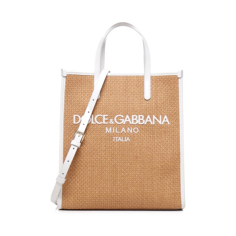 Beżowa Pleciona Torba Zakupowa Dolce & Gabbana