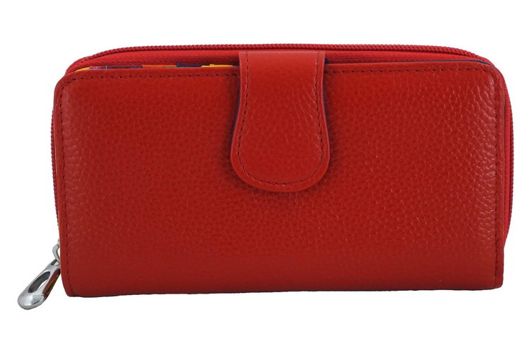 Kolorowy portfel damski skórzany - Czerwony