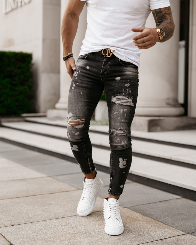Spodnie męskie jeans OLAVOGA CRIMSON czarne