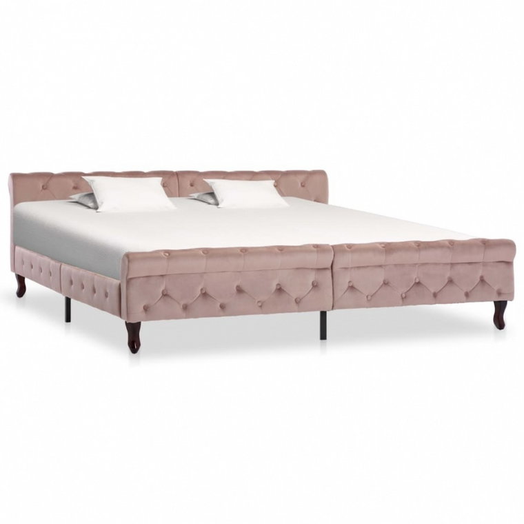 Rama łóżka, różowa, tapicerowana aksamitem, 200 x 200 cm kod: V-288570