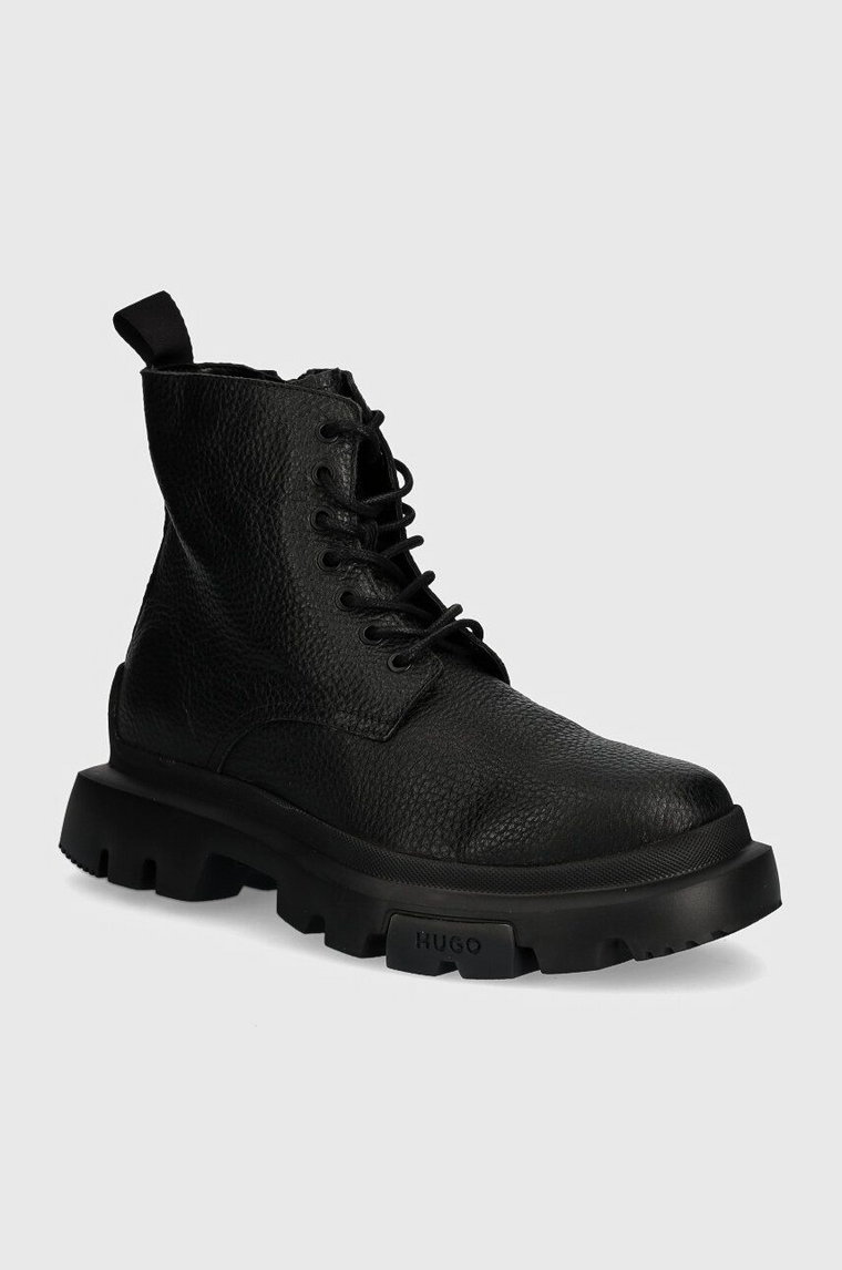 HUGO buty skórzane Fabyan męskie kolor czarny 50523891