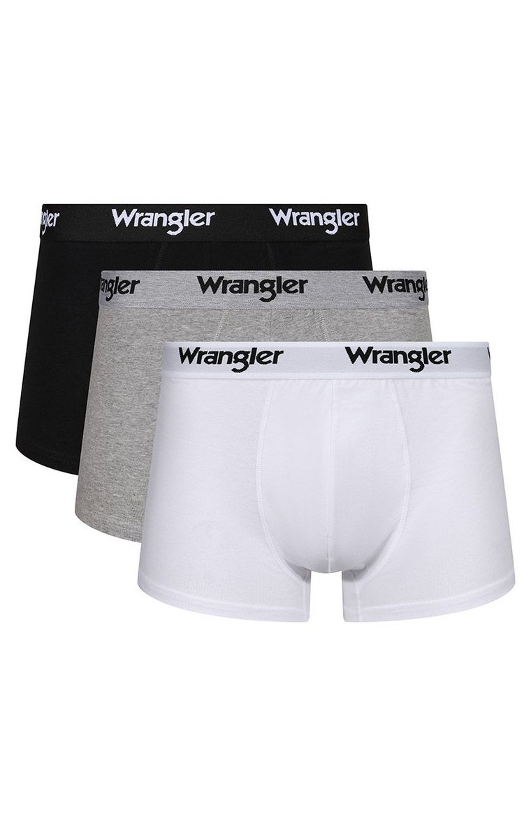 Wrangler 3-pack bawełniane bokserki męskie Masson, Kolor biało-szaro-czarny, Rozmiar M, Wrangler