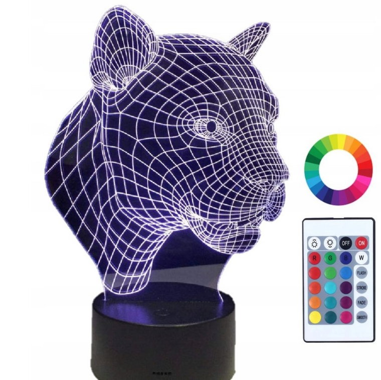 Lampka Nocna Led 3D Pantera Jaguar Grawer Imię