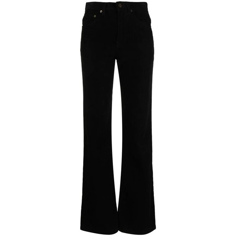 Czarne Spodnie z Sztruksu z Ozdobnymi Nitami Saint Laurent