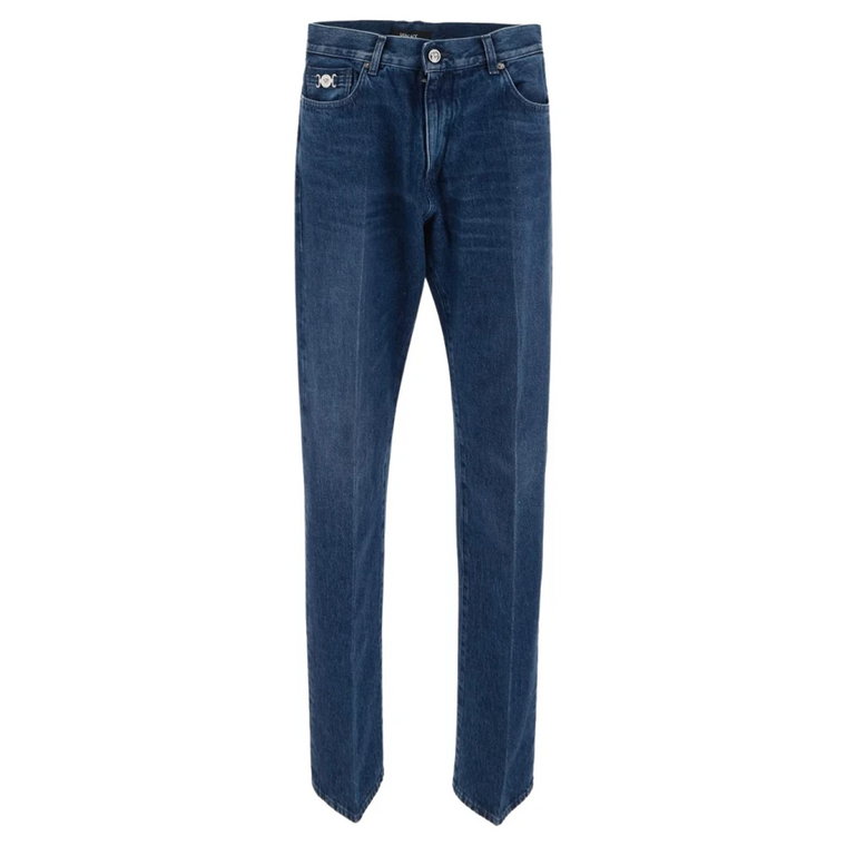 Straight-Fit Jeans w Średnim Niebieskim Versace