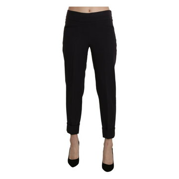 Bencivenga, Mid Waist Tapered Cropped Trousers Czarny, female,