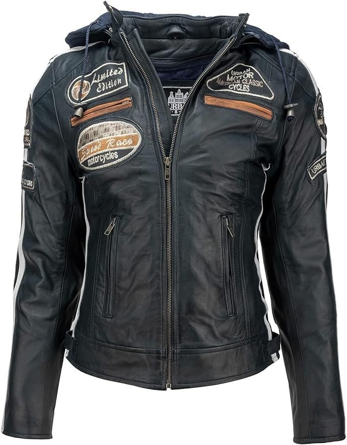 Kurtka Motocyklowa Damska Urban Leather Ur-178 Skórzana Granatowa r. L/42 /Urban 5884