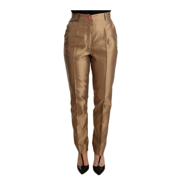 Modne Spodnie Jeans Slim-Fit w Kolorze Złotym Dolce & Gabbana