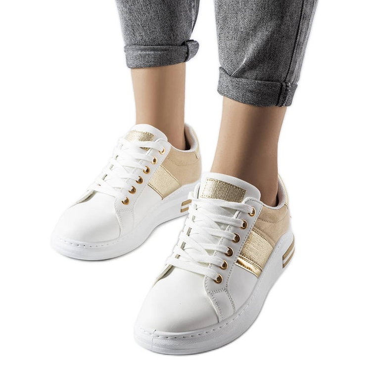 Białe sneakersy z beżowymi wstawkami Deans