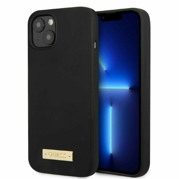 Guess GUHMP13SSPLK iPhone 13 mini 5,4" czarny/black hard case Silicone Logo Plate MagSafe