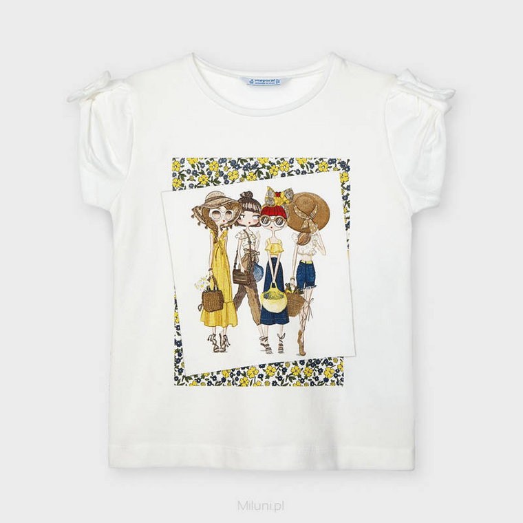 Mayoral,, Koszulka dziewczęca z krótkim rękawem, Liberty, kremowa, rozmiar 110