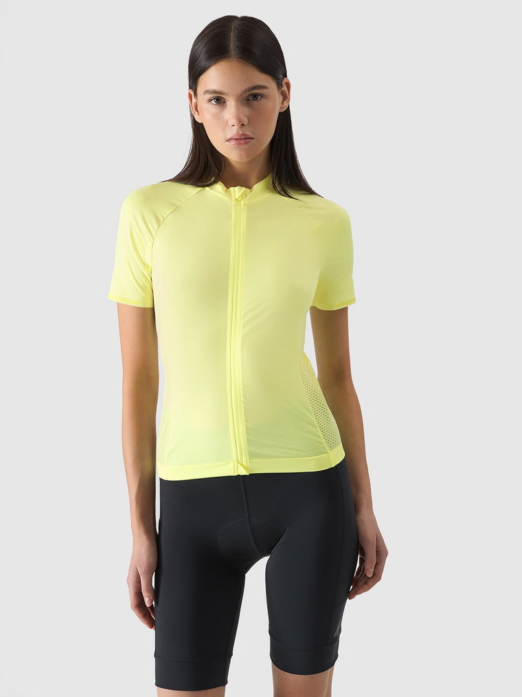 Koszulka rowerowa rozpinana damska - żółta